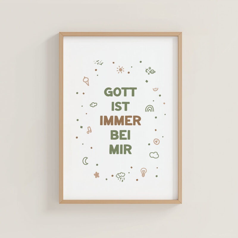 Poster A4 Gott ist immer bei mir (braun)