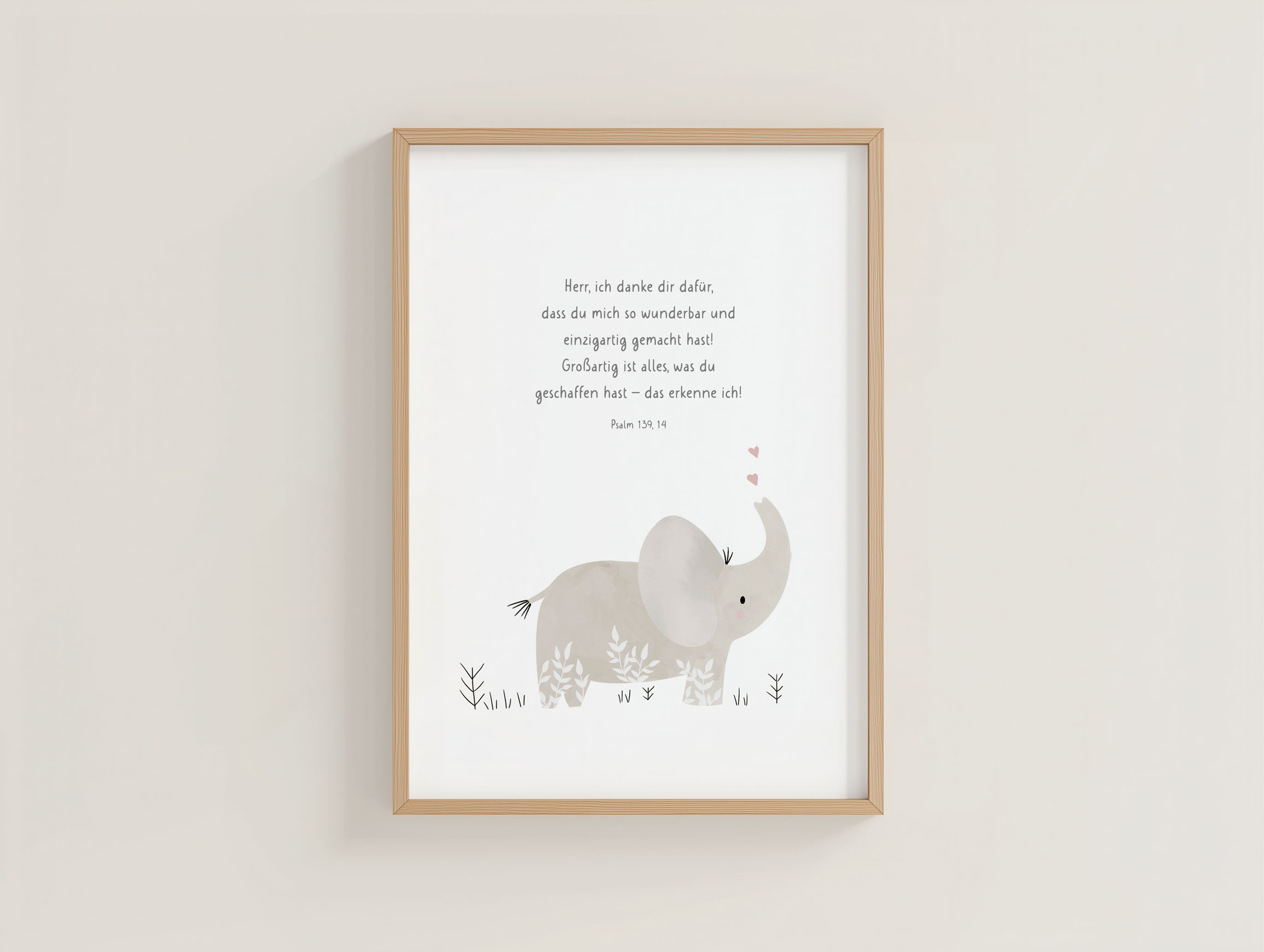 Poster A4 Psalm 139,14 Elefant